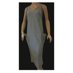 Femme Fatale Black & White Maxi Dress Made in Italy Women's Small